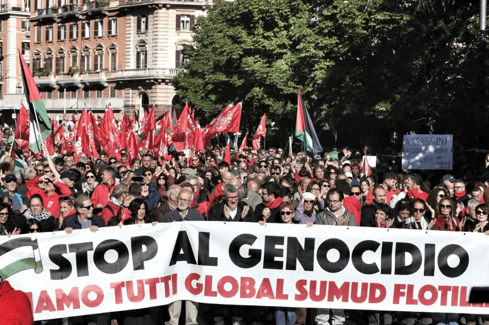 Os trabalhadores e a sociedade civil em ação pró-Palestina!